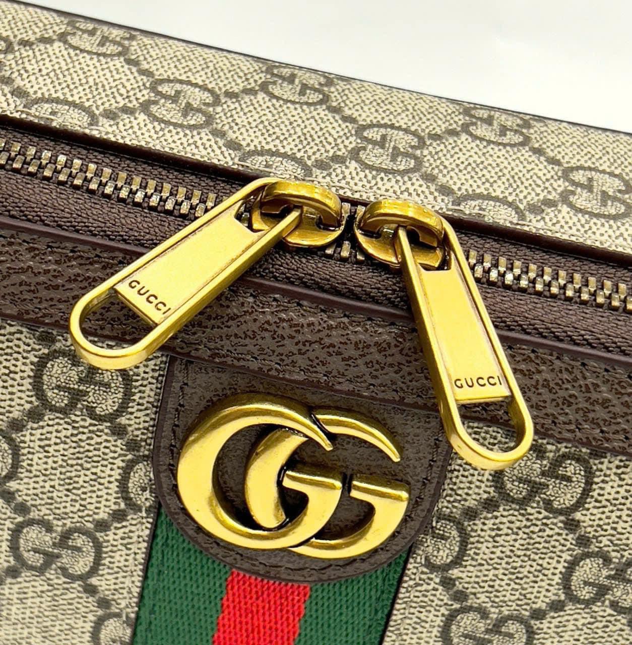 Túi hộp đeo chéo Gucci GC Nâu họa tiết monogram logo GG kẻ sọc Xanh Đỏ size 23x7.5x14.5cm Like Auth on web fullbox bill thẻ PLD